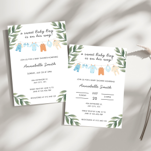 Baby Boy On His Way Baby Shower Invitation