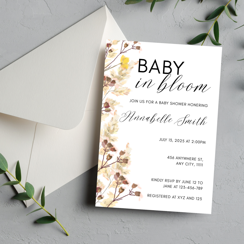 Boho Wildflower Baby Shower Invitation