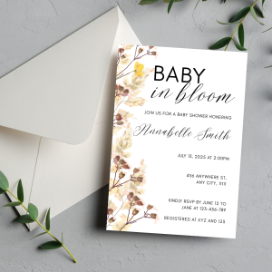 Boho Wildflower Baby Shower Invitation